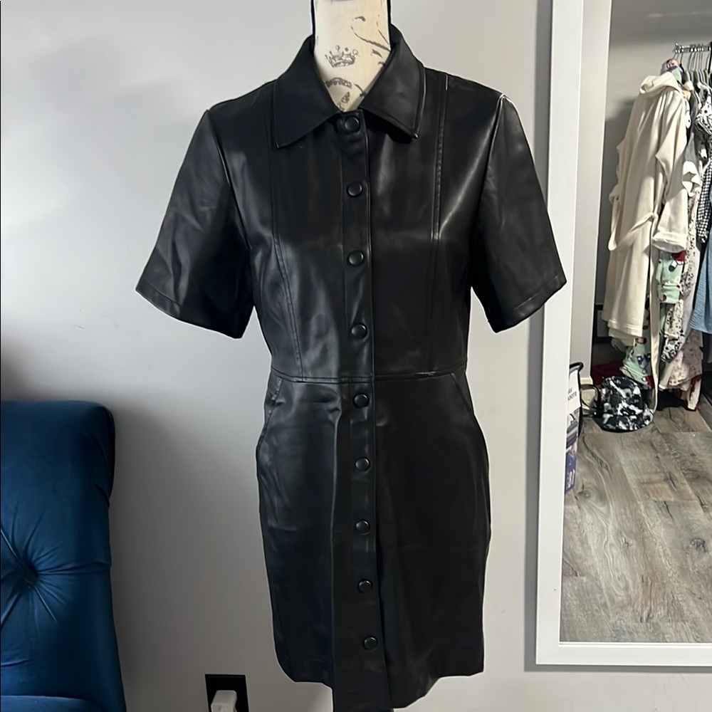 Topshop Black Leather Dress 👗